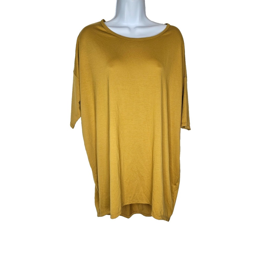 LuLaRoe Irma Tunic Top Mustard Yellow High Low Loose Casual Women M